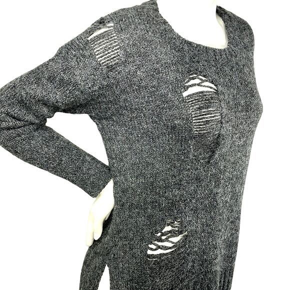 1804 Coin High Low Crew Neck Wool Blend S Grunge Sweater With Styled Holes/Runs - Picture 2 of 16